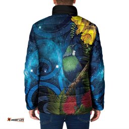 Tui Bird New Zealand Starry Sky Padded Jacket Maori Koru LT7