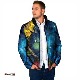 Tui Bird New Zealand Starry Sky Padded Jacket Maori Koru LT7