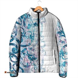 Turquoise Paua Shell Maori Padded Jacket Koru Kowhaiwhai LT7