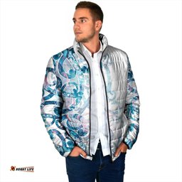 Turquoise Paua Shell Maori Padded Jacket Koru Kowhaiwhai LT7