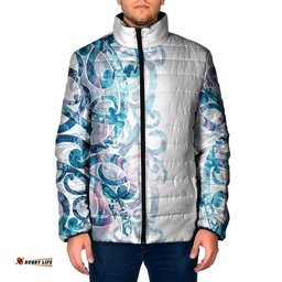 Turquoise Paua Shell Maori Padded Jacket Koru Kowhaiwhai LT7