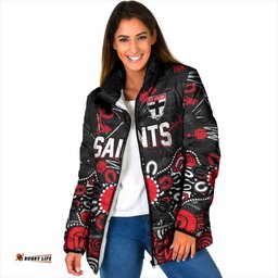 Personalized St Kilda Saints Padded Jacket Aboriginal Dot Painting Graffiti Style TS04