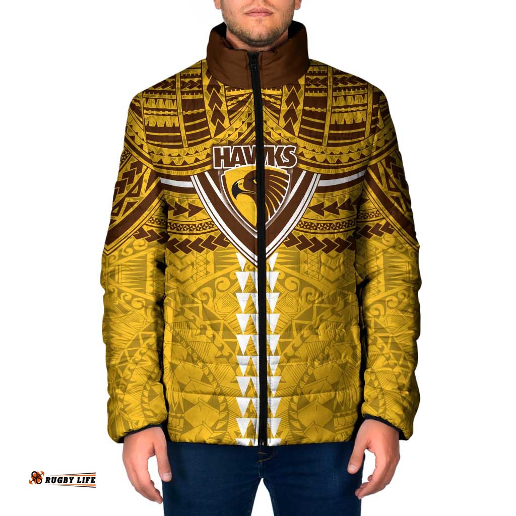 Personalized Hawthorn Hawks Padded Jacket Polynesian Tribal Pattern Heritage Football TS04