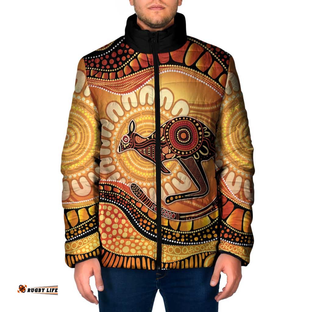 Indigenous Kangaroo Australia Padded Jacket Australian Aboriginal Art Proud LT14