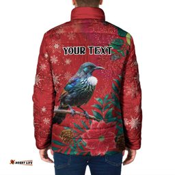 Tui Meri Kirihimete Personalised Padded Jacket Pohutukawa Flowers Red Motif LT9