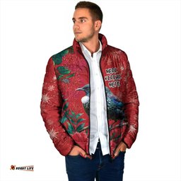 Tui Meri Kirihimete Personalised Padded Jacket Pohutukawa Flowers Red Motif LT9