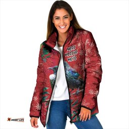 Tui Meri Kirihimete Personalised Padded Jacket Pohutukawa Flowers Red Motif LT9