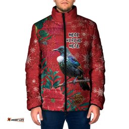 Tui Meri Kirihimete Personalised Padded Jacket Pohutukawa Flowers Red Motif LT9