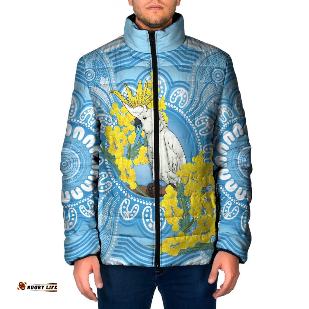 World Diabetes Day Australia Padded Jacket Yellow-crested Cockatoo Golden Wattle Aboriginal LT14