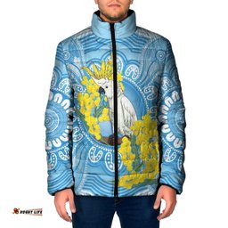 World Diabetes Day Australia Padded Jacket Yellow-crested Cockatoo Golden Wattle Aboriginal LT14