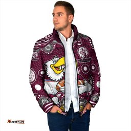 Manly Warringah Sea Eagles Padded Jacket Aboriginal Dot Pattern - Rugby Mascot Heritage Pride TS04