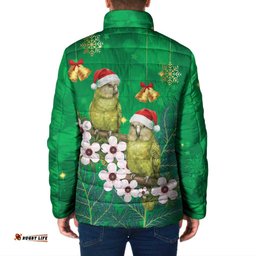 New Zealand Kakapo Christmas Padded Jacket Owl Parrot Santa Sliver Fern Manuka - Green LT14