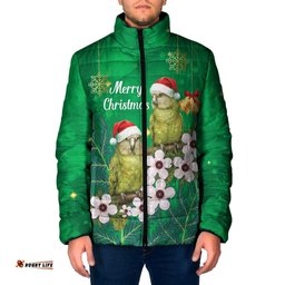New Zealand Kakapo Christmas Padded Jacket Owl Parrot Santa Sliver Fern Manuka - Green LT14
