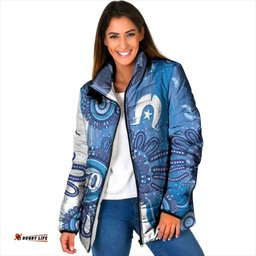 NAIDOC Week 2026 Padded Jacket 50 Years Deadly Dhari Blue Aboriginal Art LT14