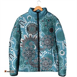 Personalised NAIDOC Week 50 Years Deadly Always Padded Jacket Teal Aboriginal Artwork Dot Painting LT9