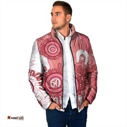 NAIDOC Week 2026 Padded Jacket 50 Years Deadly Dhari Pink Aboriginal Art LT14