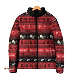 New Zealand Darts Christmas Padded Jacket Merry Xmas Aotearoa Maori Red LT14