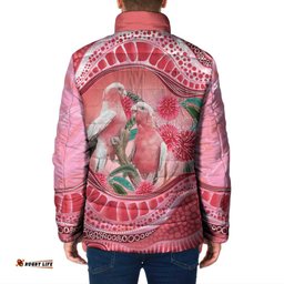 Indigenous Pink Galah Australia Padded Jacket Australian Hakea Aboriginal Art Proud LT14