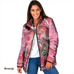 Indigenous Pink Galah Australia Padded Jacket Australian Hakea Aboriginal Art Proud LT14