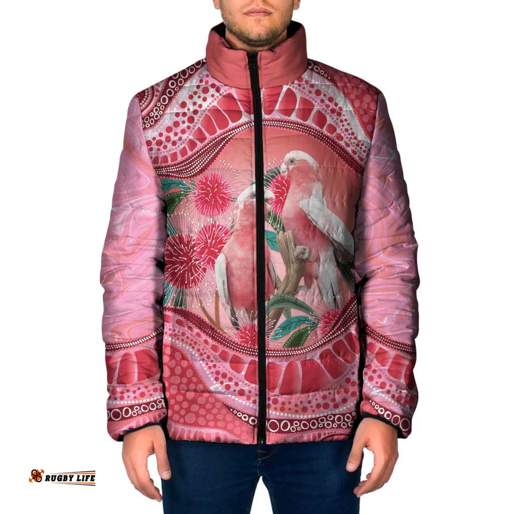 Indigenous Pink Galah Australia Padded Jacket Australian Hakea Aboriginal Art Proud LT14