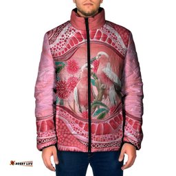 Indigenous Pink Galah Australia Padded Jacket Australian Hakea Aboriginal Art Proud LT14