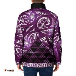 Matariki New Zealand Padded Jacket NZ Niho Taniwha Maori New Year Purple Galaxy LT14