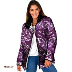 Matariki New Zealand Padded Jacket NZ Niho Taniwha Maori New Year Purple Galaxy LT14