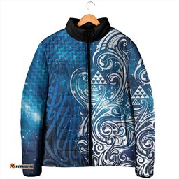 Matariki Galaxy Padded Jacket Maori Taniko Pattern LT9