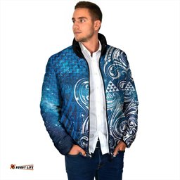 Matariki Galaxy Padded Jacket Maori Taniko Pattern LT9