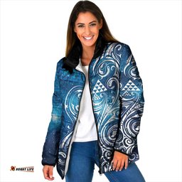 Matariki Galaxy Padded Jacket Maori Taniko Pattern LT9