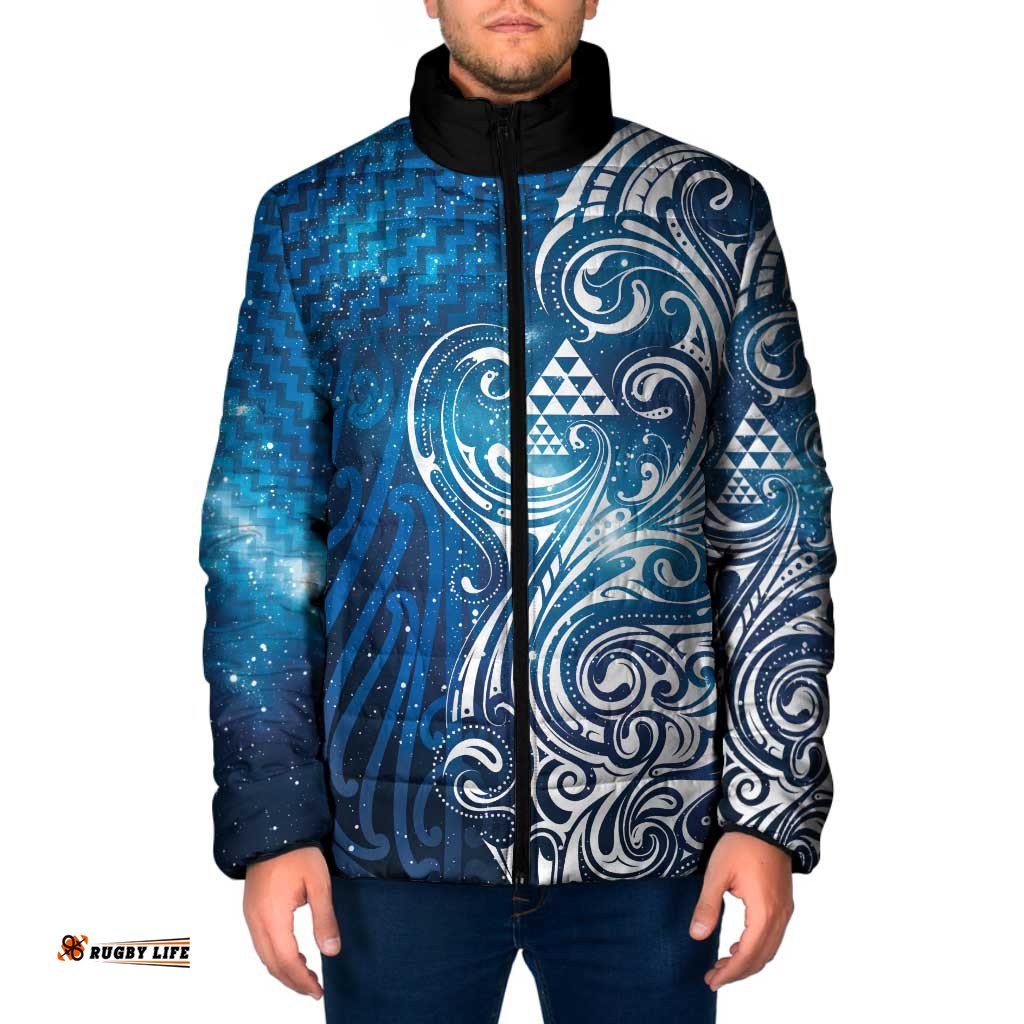 Matariki Galaxy Padded Jacket Maori Taniko Pattern LT9