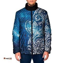 Matariki Galaxy Padded Jacket Maori Taniko Pattern LT9