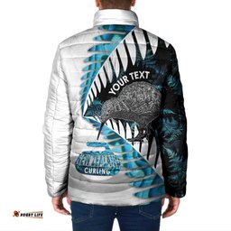 New Zealand Silver Fern Curling Personalised Padded Jacket Aotearoa Kiwi Ponga Paua Shell Version LT14