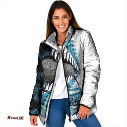 New Zealand Silver Fern Curling Personalised Padded Jacket Aotearoa Kiwi Ponga Paua Shell Version LT14