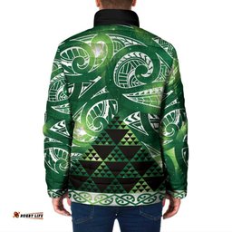 Matariki New Zealand Padded Jacket NZ Niho Taniwha Maori New Year Green Galaxy LT14