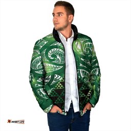 Matariki New Zealand Padded Jacket NZ Niho Taniwha Maori New Year Green Galaxy LT14