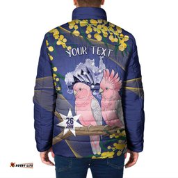 Personalised Pink Galah Australia Day Padded Jacket 26th January Golden Wattle Flag Color LT14