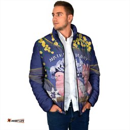 Personalised Pink Galah Australia Day Padded Jacket 26th January Golden Wattle Flag Color LT14