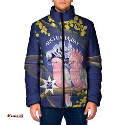 Personalised Pink Galah Australia Day Padded Jacket 26th January Golden Wattle Flag Color LT14