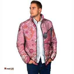 NAIDOC Week Aussie Indigenous Padded Jacket Aboriginal Galah Bird Contemporary Art LT7