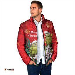 New Zealand Kakapo Christmas Padded Jacket Owl Parrot Santa Sliver Fern Manuka - Red LT14
