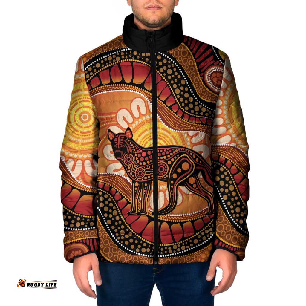 Indigenous Dingo Australia Padded Jacket Australian Aboriginal Art Proud LT14