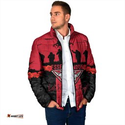 Personalised Essendon Football ANZAC Day Padded Jacket Bombers Poppy Lest We Forget LT14
