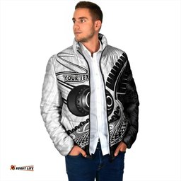 Personalised Aotearoa Lawn Bowls Padded Jacket Maori and Silver Fern Half Style LT03