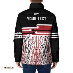 Personalised Toitu Te Tiriti Aotearoa 1840 Padded Jacket Red Kowhaiwhai Puhoro LT9