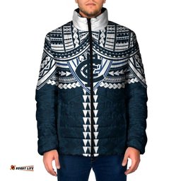 Personalized Carlton Blues Padded Jacket Polynesian Tribal Pattern Heritage Football TS04