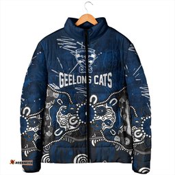 Personalized Geelong Cats Padded Jacket Aboriginal Dot Painting Graffiti Style TS04
