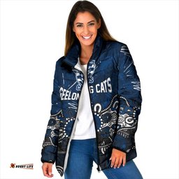 Personalized Geelong Cats Padded Jacket Aboriginal Dot Painting Graffiti Style TS04
