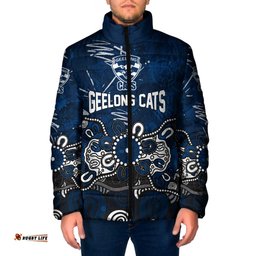 Personalized Geelong Cats Padded Jacket Aboriginal Dot Painting Graffiti Style TS04