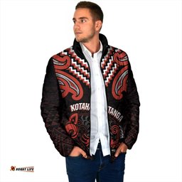 Maori Waitangi Padded Jacket Kotahitanga Poutama Mix Whakairo LT7